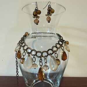 Statement style beaded necklace featuring teardrop beads 18 inches